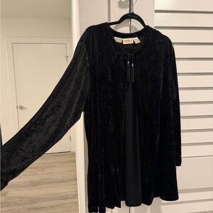Liz Claiborne Black Velvet Open Front Cardigan
